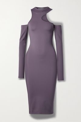 Off-White - Cold-shoulder Embossed Stretch-jersey Dress - Purple