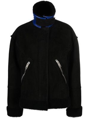 Off-White collared shearling jacket - Black