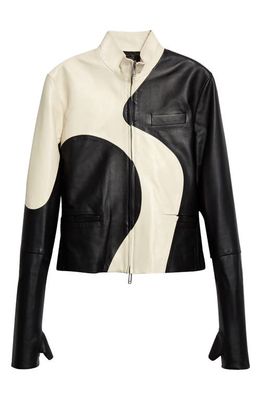 Off-White Colorblock Leather Jacket in Black No Color