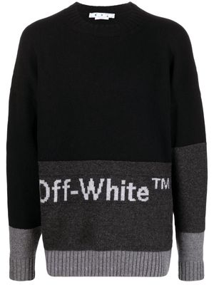 Off-White colour-block logo intarsia jumper - Black