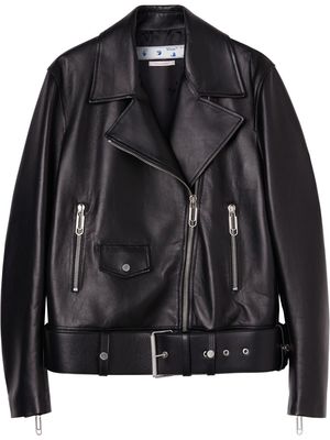 Off-White Corporate leather biker jacket - Black