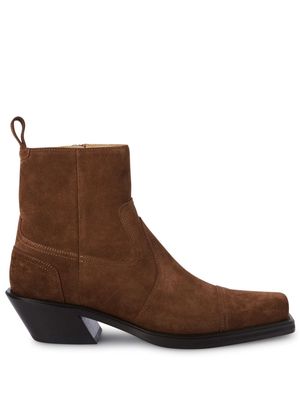Off-White Cowboy suede ankle boots - Brown