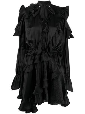 Off-White creased ruffled cocktail dress - Black