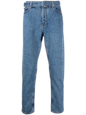 Off-White cropped belted denim jeans - Blue