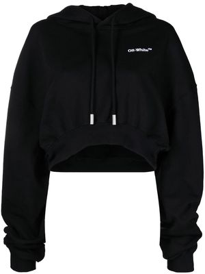Off-White cropped drawstring hoodie - Black