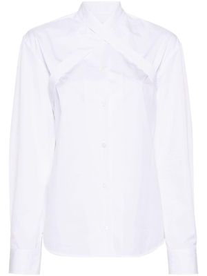 Off-White cross-collar cotton-poplin shirt