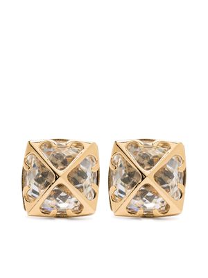 Off-White crystal-embellished Arrows earrings - Gold