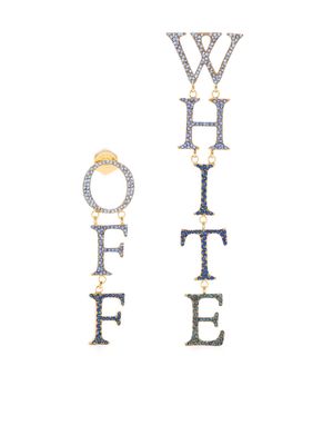 Off-White crystal-embellished logo-lettering earrings - Gold