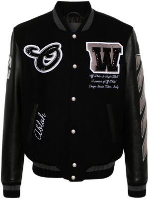 Off-White crystal-embellished varsity jacket - Black