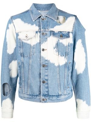 Off-White cut-out bleached denim jacket - Blue