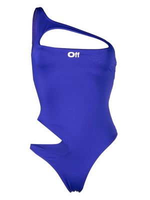Off-White cut-out logo-print swimsuit - Blue