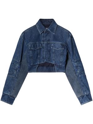 Off-White cut-out motorcycle denim jacket - Blue