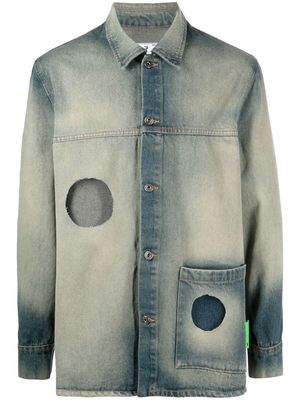 Off-White cut-out stonewashed denim jacket - Blue
