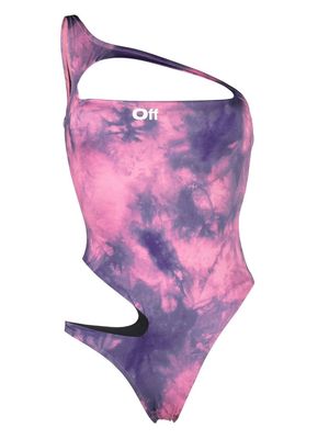 Off-White cut-out tie-dye swimsuit - Pink