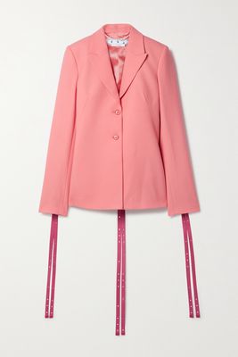 Off-White - Cutout Leather-trimmed Twill Blazer - Pink