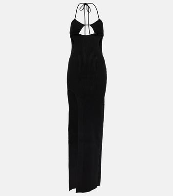 Off-White Cutout ribbed-knit gown