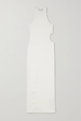 Off-White - Cutout Ribbed Stretch-cotton Jersey Maxi Dress - IT36