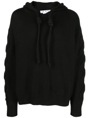 Off-White Diag motif knitted hoodies - Black