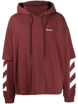 Off-White Diag-sleeve cotton hoodie - Red