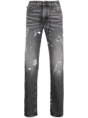 Off-White Diag-stripe distressed jeans - Grey