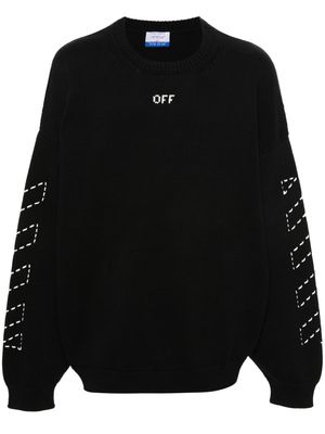 Off-White Diag-stripe embroidered jumper - Black