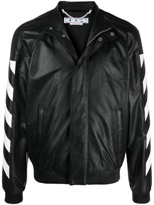 Off-White Diag-stripe leather jacket - Black