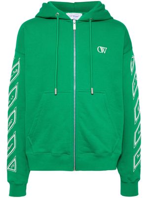 Off-White Diag-stripe zip-up hoodie - Green