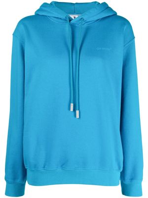 Off-White diagonal-stripe drawstring hoodie - Blue