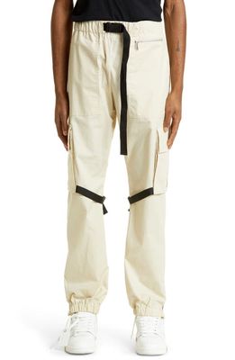 Off-White Diagonal Stripe Tab Cotton Cargo Pants in Beige/Black