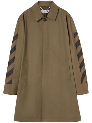 Off-White diagonal-stripe trench coat - Green