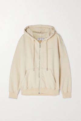 Off-White - Embossed Cotton-jersey Hoodie - Neutrals
