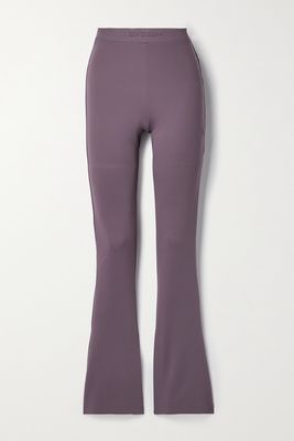 Off-White - Embossed Stretch-jersey Flared Leggings - Purple