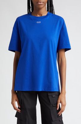 Off-White Embroidered Arrow Cotton T-Shirt in Blue White