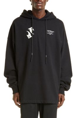 Off-White Embroidered Cotton Logo Hoodie in Black/White