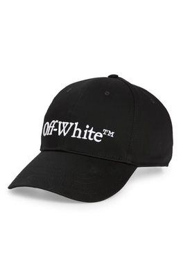 Off-White Embroidered Logo Cotton Drill Adjustable Baseball Cap in Black White