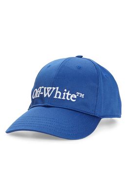 Off-White Embroidered Logo Cotton Drill Baseball Cap in Nautical Blue