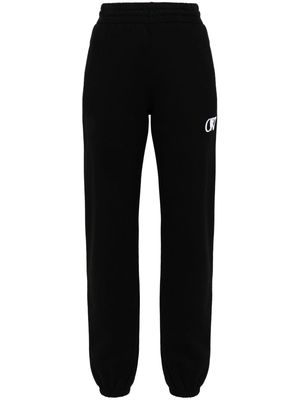 Off-White embroidered-logo cotton pants - Black