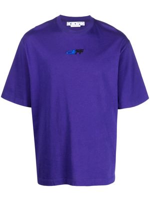 Off-White embroidered-logo cotton T-shirt - Purple