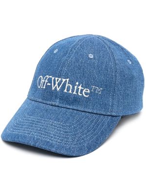 Off-White embroidered-logo denim cap - Blue
