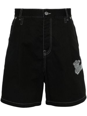 Off-White embroidered-logo denim shorts - Black