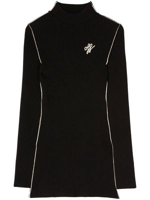 Off-White embroidered-logo ribbed mini dress - Black