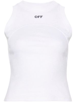Off-White embroidered-logo ribbed tank top - 110 WHITE BLACK