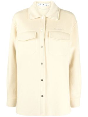 Off-White embroidered logo shirt jacket - Neutrals