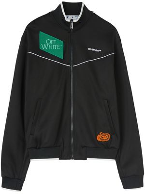 Off-White embroidered-logo zipped track jacket - Black