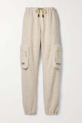 Off-White - Embroidered Wool-blend Fleece Tapered Track Pants - Neutrals