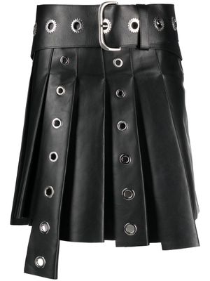 Off-White eyelet-embellished asymmetric pleated miniskirt - Black