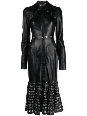 Off-White eyelet-embellished leather midi dress - Black
