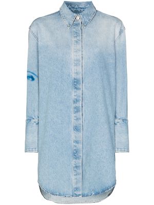 Off-White Face print denim shirt dress - 4045 LIGHT BLUE BLUE