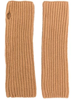 Off-White fingerless knitted gloves - Brown