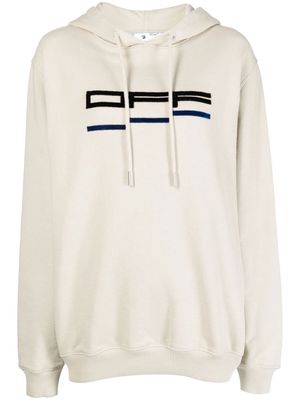 Off-White flocked logo-print hoodie - Grey